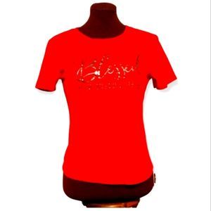 S1HIEN, Graphic T-Shirt Medium, Red, "BLESSED BYOND MEASURE". SIZE 6-8.